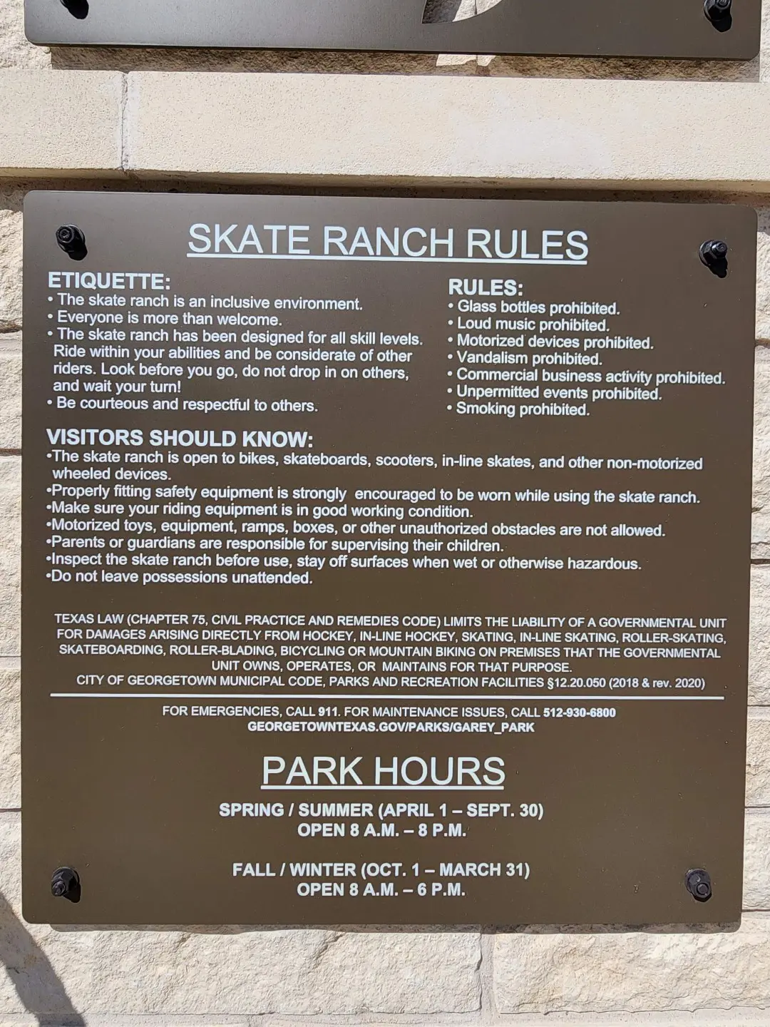 Skate Park Signage | Rules & Regulations